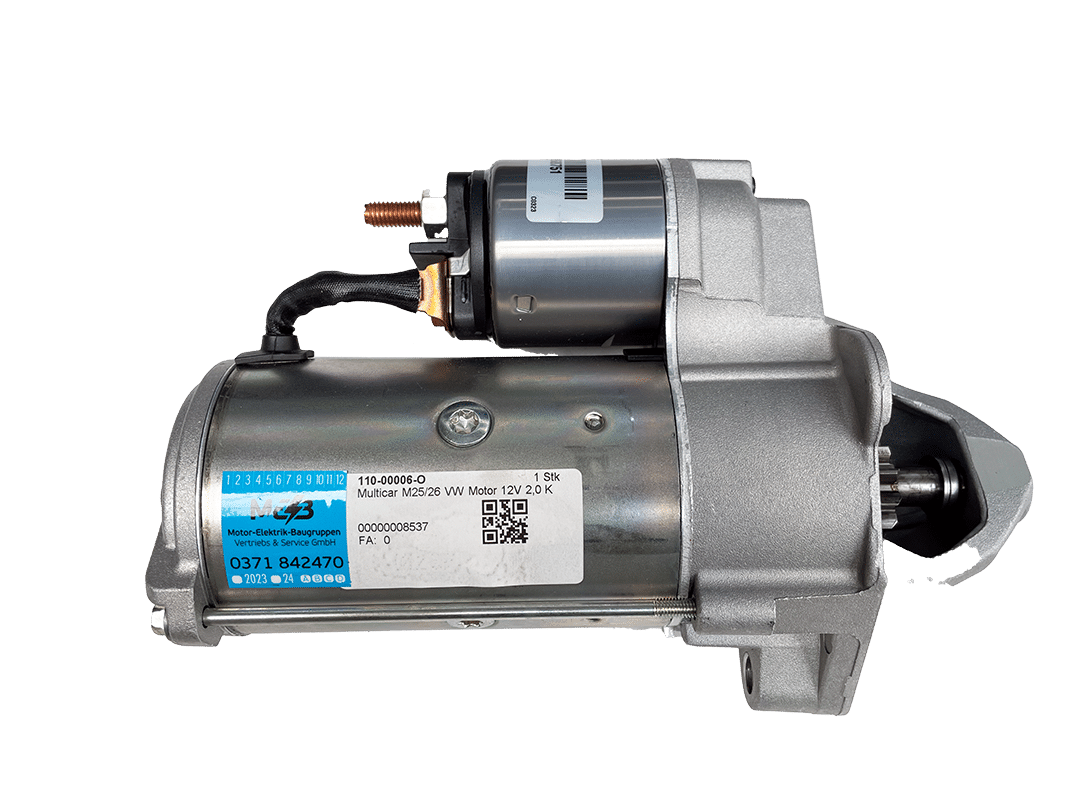 Anlasser Multicar M25/26 VW Motor 12V 2,0 KW 9Z, Vergleichsnummer: 0001110022, 068911023P, 063521101060, 8EA726181001, 11130773, 438072, S0039PR, BOS0001110106, STR2216, DSN1515, DRS4620, MEB-Nr.: 110-00006-O,